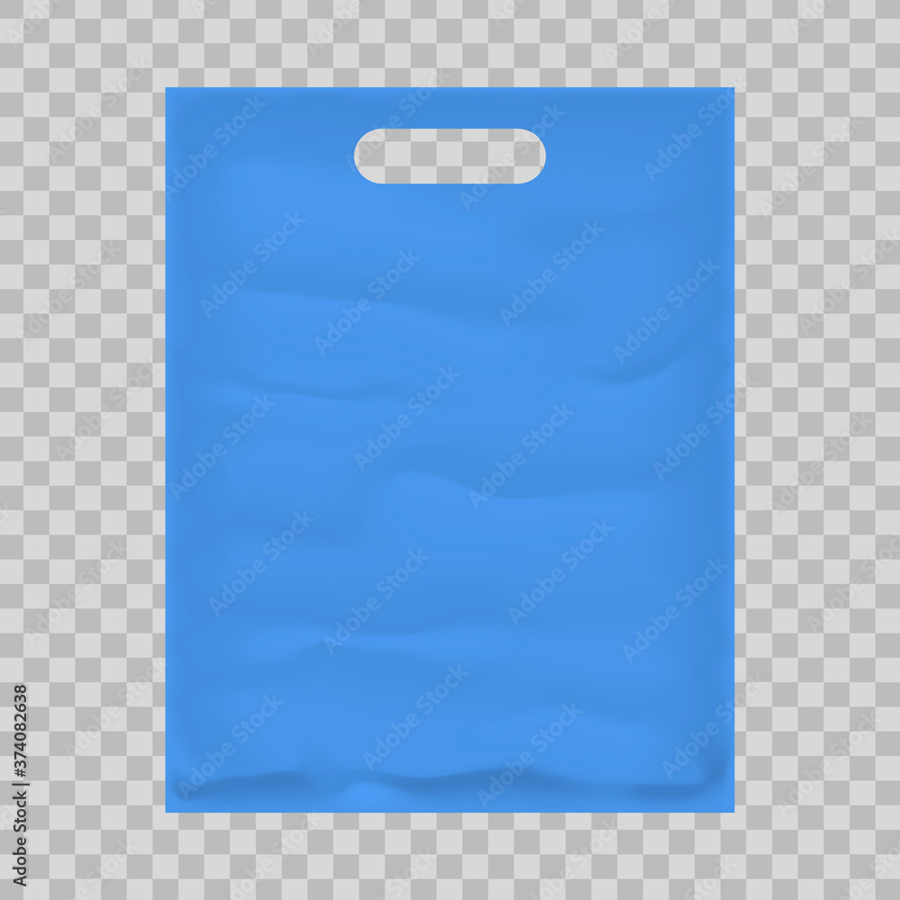 Vector plastic bag template isolated on transparent background. Blue