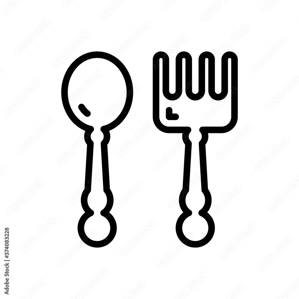 spoon and fork icon isolated on white background. vector illustration in line style. EPS 10 spoon and fork icon isolated on white background. vector illustration in line style. EPS 10