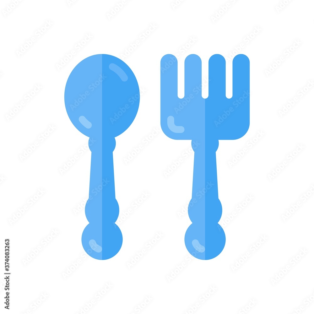 spoon and fork icon isolated on white background. vector illustration in flat style. EPS 10