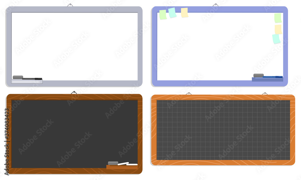 Blank whiteboards and blackboards vector illustration Stock Vector