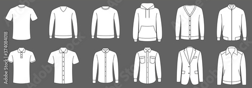 Male clothes types. Clothes set. Vector illustration