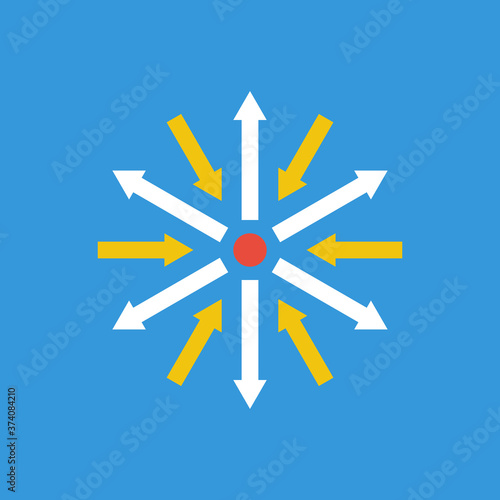 different colors and sizes arrows counter moving inside and outside