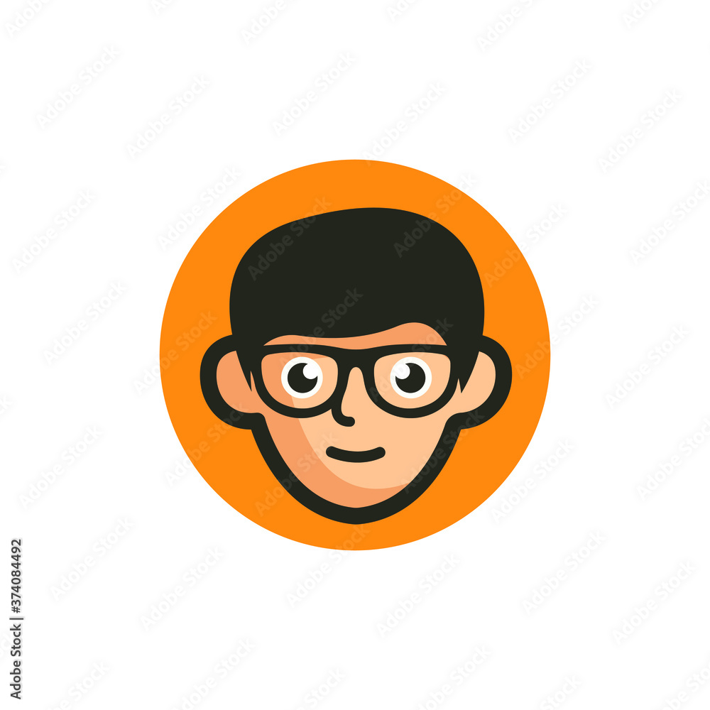 Geek Head Logo Design Illustration