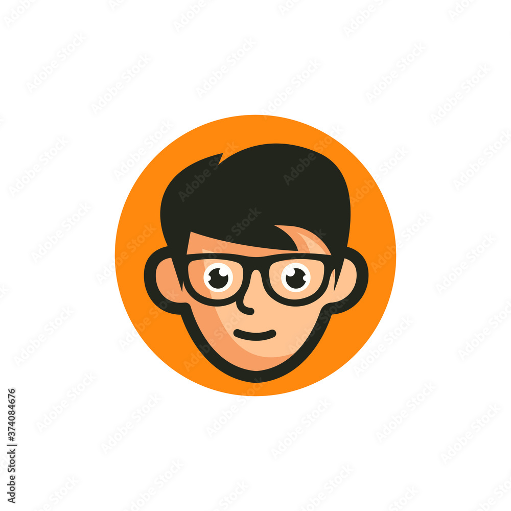 Geek Head Logo Design Illustration