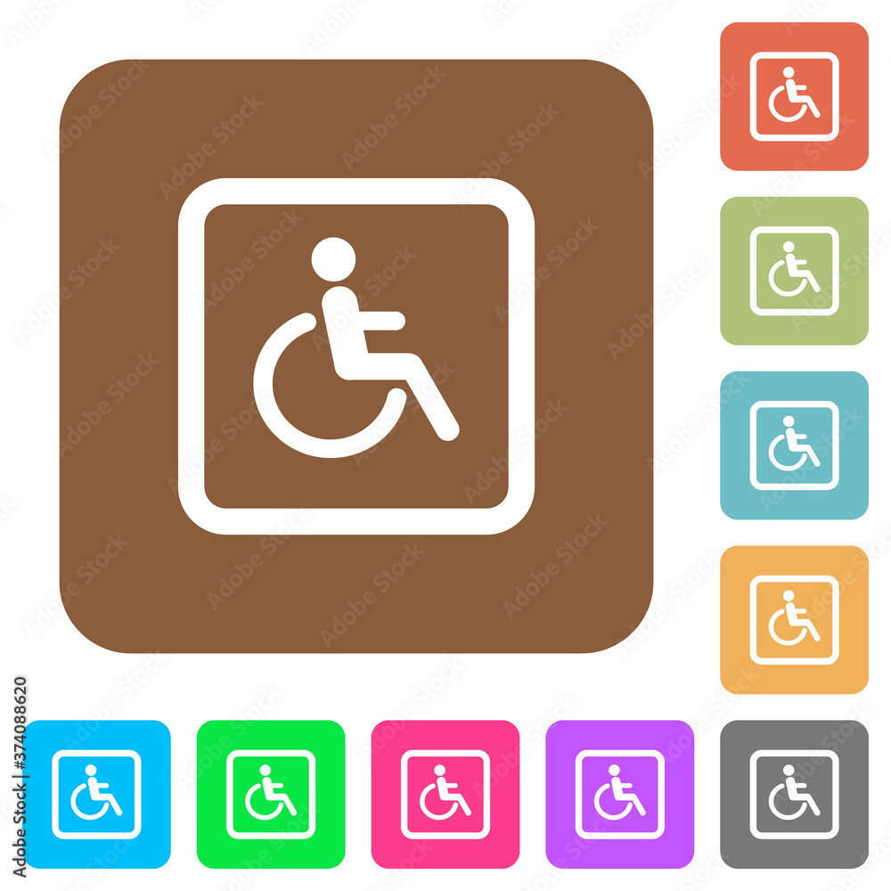 Handicapped parking rounded square flat icons Handicapped parking rounded square flat icons