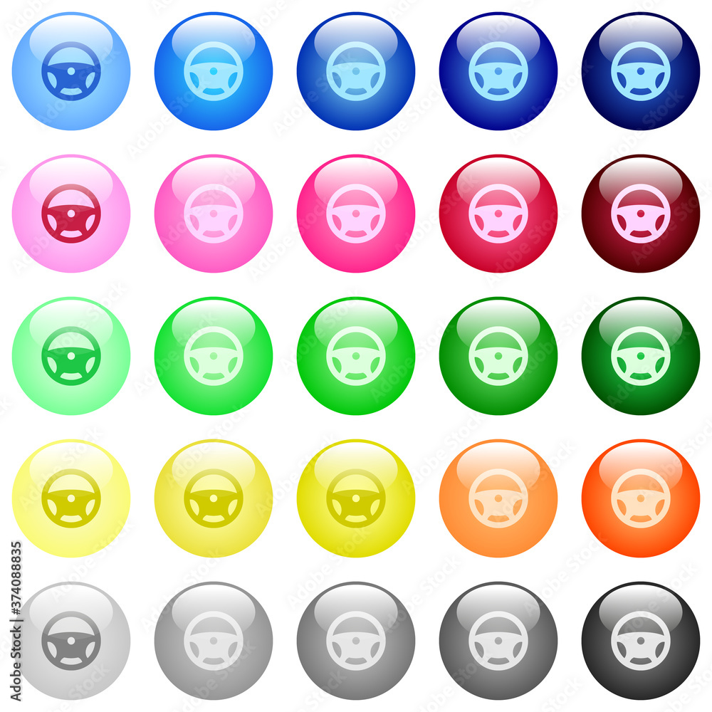 Steering wheel icons in color glossy buttons Steering wheel icons in color glossy buttons