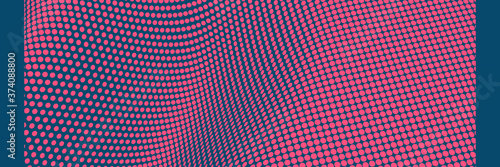 Wavy surface with optical illusion. Abstract polka dots pattern. Vector illustration.