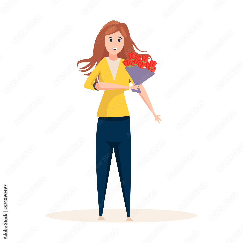 
Florist lady illustration in flat design.
