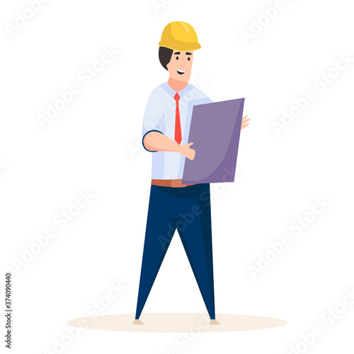 
Building consultant illustration flat style, engineer vector design 
