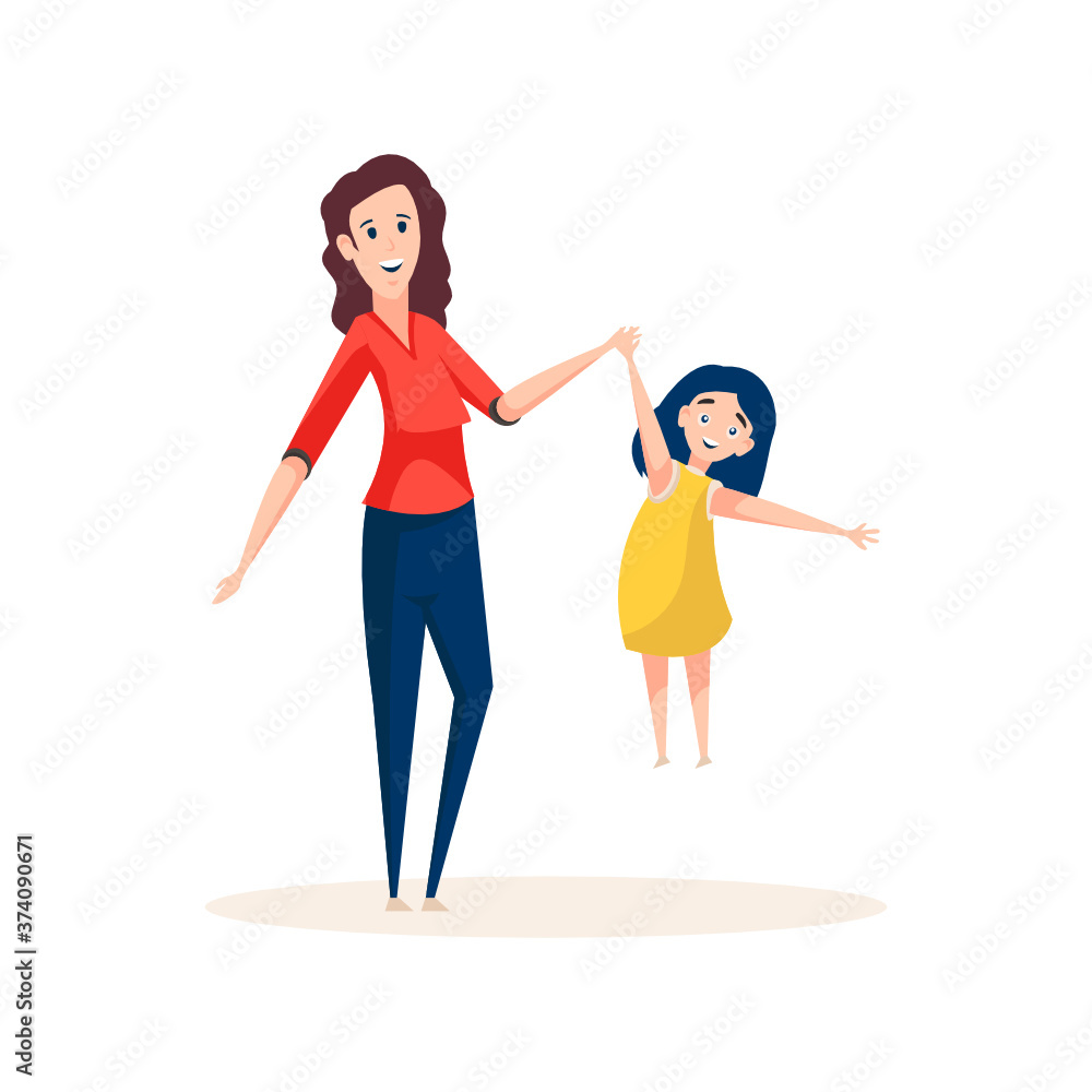 Daughter playing with mother, design of parent vector
Daughter playing with mother, design of parent vector
