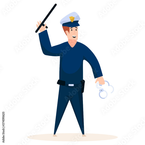 
Male cop illustration design in editable flat style 
