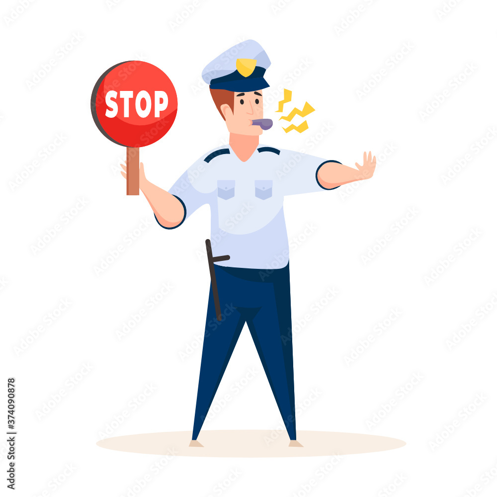 
Traffic officer avatar flat design illustration 
