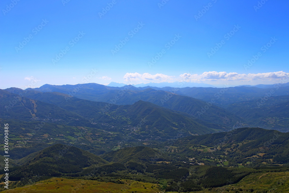 The view from the top of Monte Cimone at 2,165 meters above sea level, in the Tuscan-Emilian Apennines.
