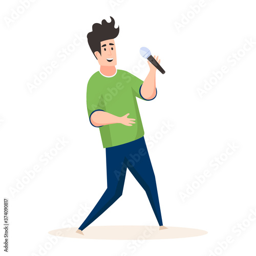 
Design of male singer in trendy flat style 

