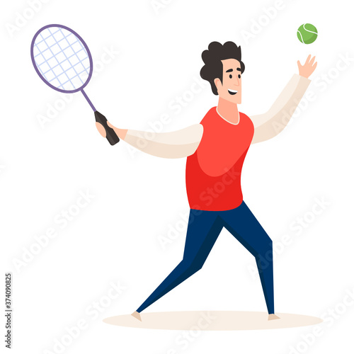
Person taking part in a sport or game, sportsman in flat design 
