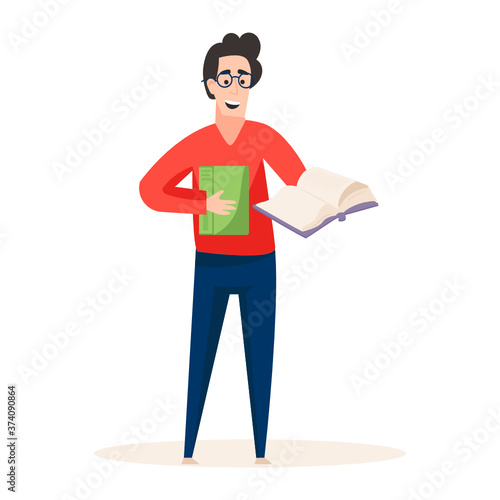 
Young human being above the age of puberty, flat vector of teenager 
