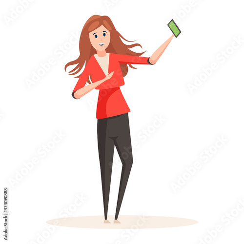 
A character of female avatar in editable style, vlogger girl
