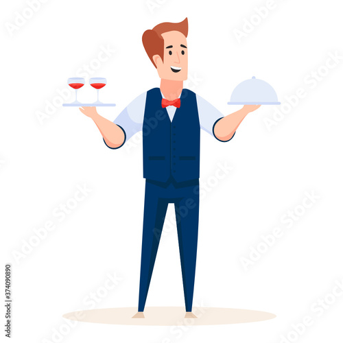 
A bar waiter illustration design, waitperson 
