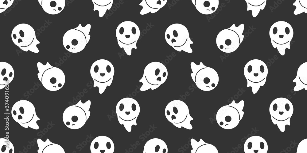 Halloween seamless pattern, Cute ghost on dark background, Cute ghost icons. Halloween seamless pattern, Cute ghost on dark background, Cute ghost icons.