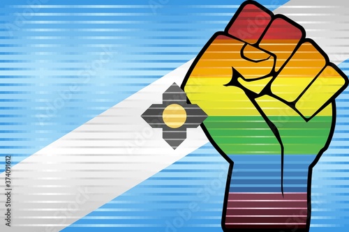 Shiny LGBT Protest Fist on a Madison Flag - Illustration, 
Abstract grunge Madison Flag and LGBT flag