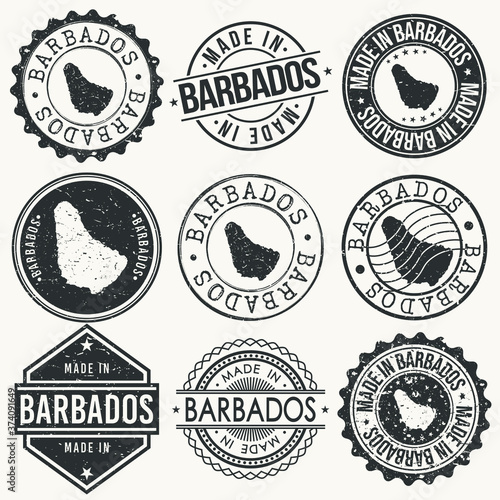 Barbados Travel Stamp Made In Product Stamp Logo Icon Symbol Design Insignia.