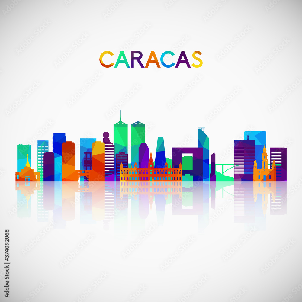 Caracas skyline silhouette in colorful geometric style. Symbol for your design. Vector illustration.