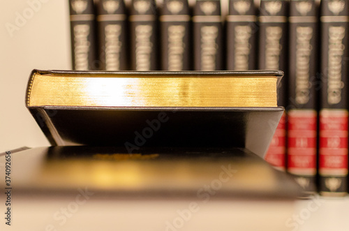 Book with gilded leaf pages. 