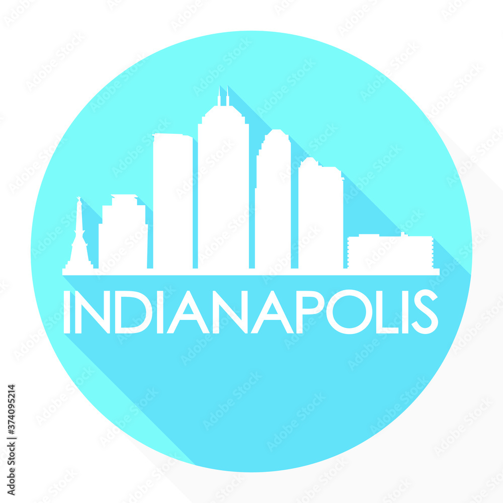 Indianapolis Indiana USA Flat Icon Skyline Silhouette Design City Vector Art Famous Buildings.