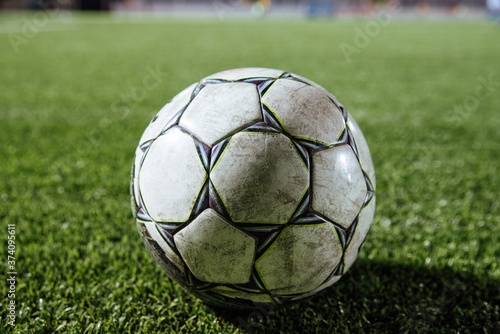 soccer ball on soccer field © bo.kvk