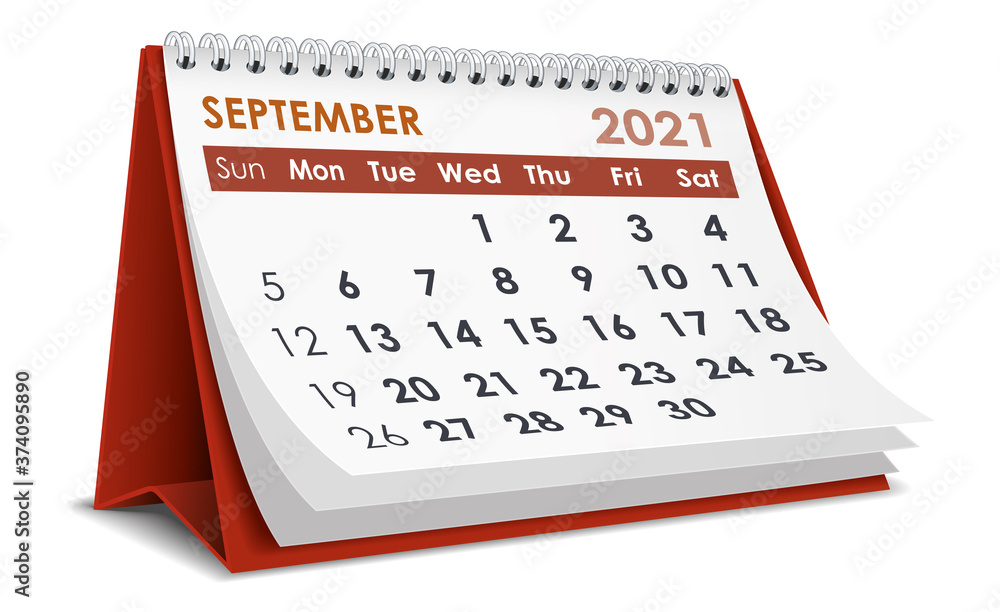 September 2021 Calendar Stock Vector | Adobe Stock