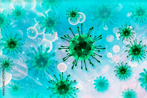 Coronavirus microscopic view. 3d illustration.