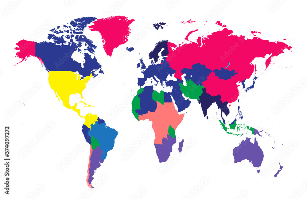 Obraz premium World map Info graphic, colorful borders