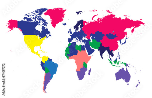 Fototapeta Naklejka Na Ścianę i Meble -  World map Info graphic, colorful borders