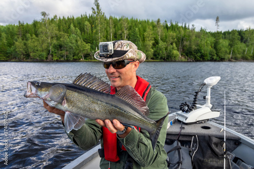 Zander fishing trophy caught on the boat