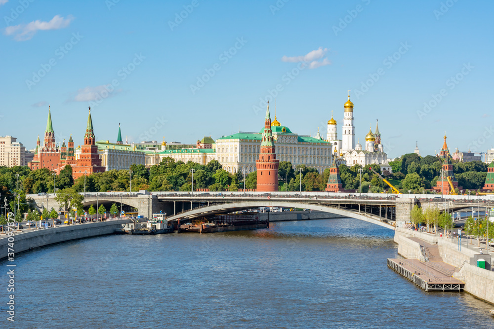 Moscow cityscape with Kremlin towers, palaces and catherdals, Russia