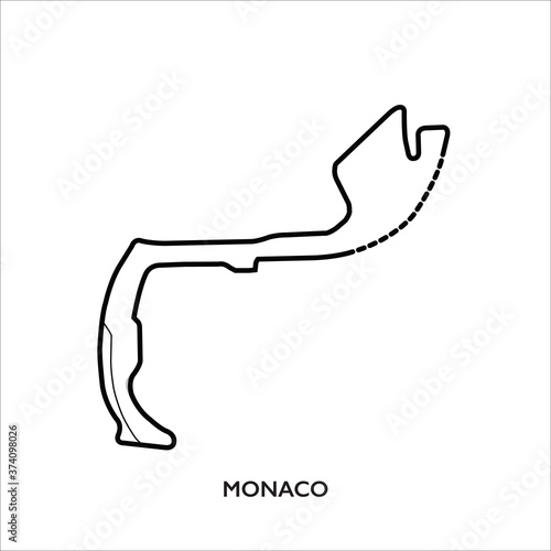 Monaco circuit, Monaco. Motorsport race track vector map