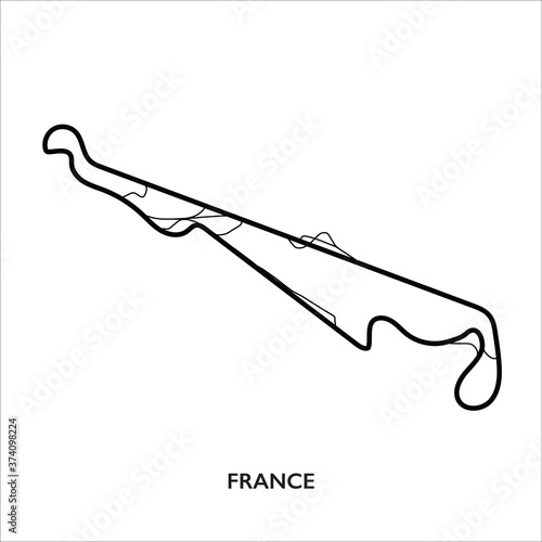 Fotografija Le Castellet circuit, France. Motorsport race track vector map