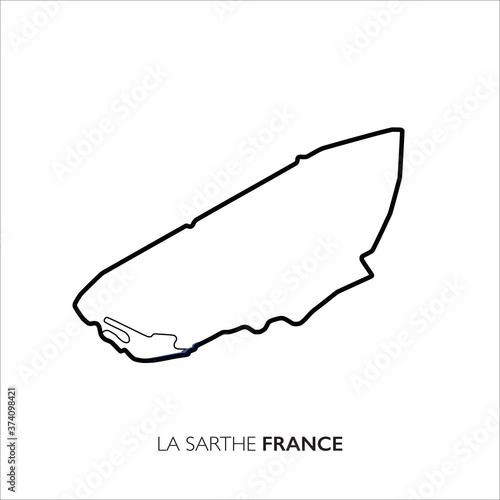 La Sarthe circuit, France. Motorsport race track vector map