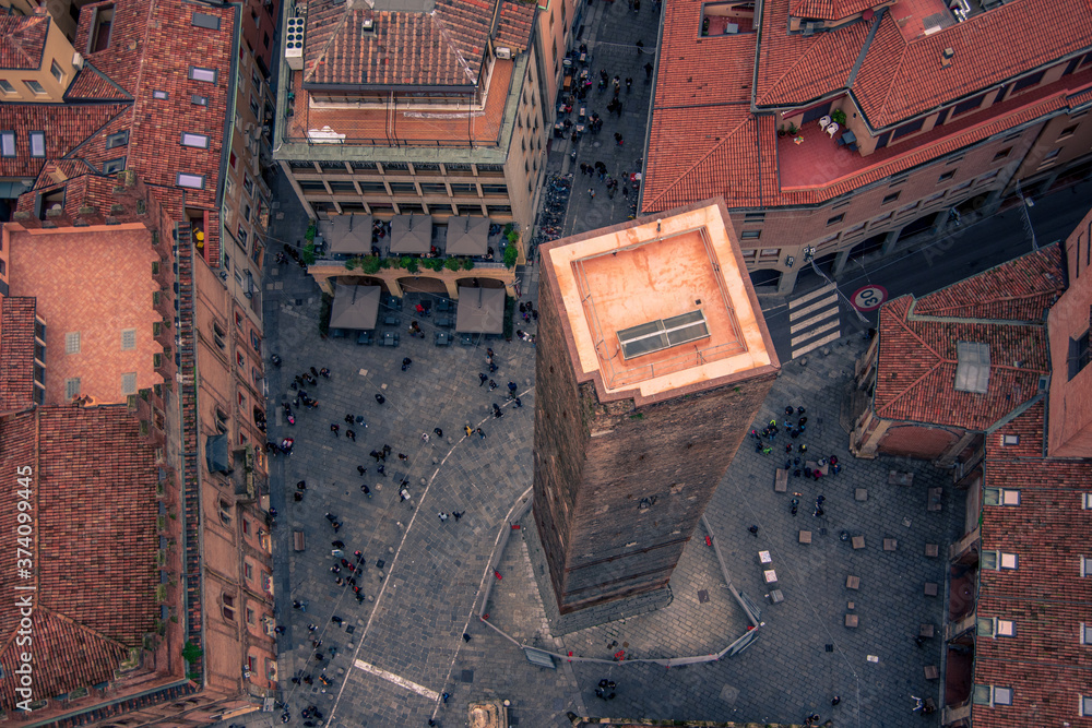 Top view of towers. Bologna, Emilia-Romagna, Italy
