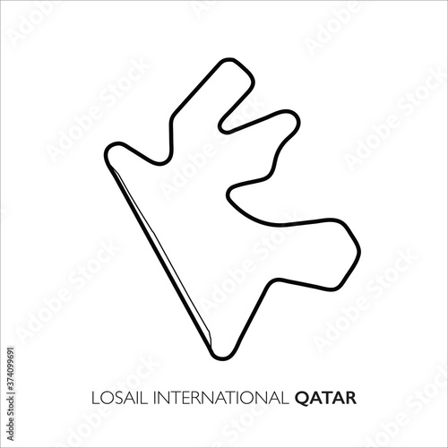 Losail circuit, Qatar. Motorsport race track vector map