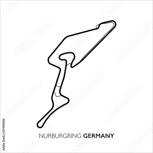 Nurburgring circuit, Germany. Motorsport race track vector map