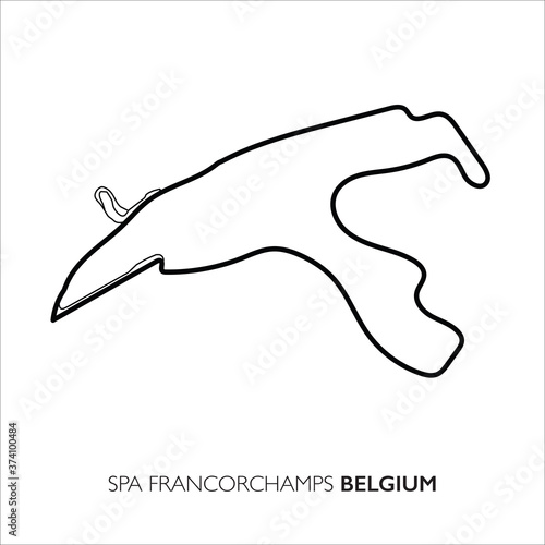 Spa-Francorchamps circuit, Belgium. Motorsport race track vector map