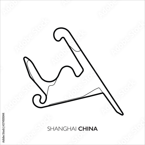 Shanghai circuit, China. Motorsport race track vector map