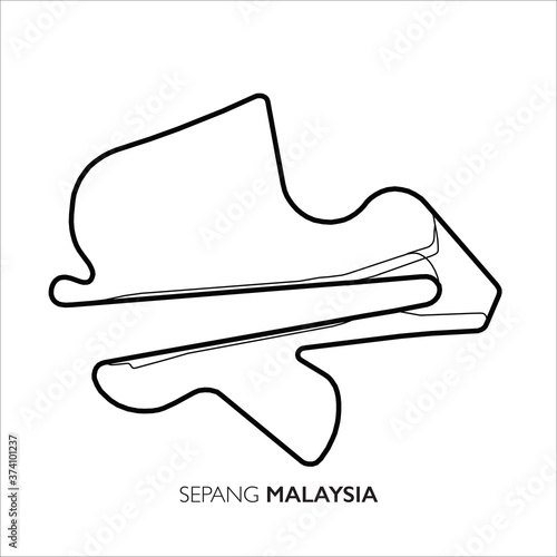 Sepang circuit, Malaysia. Motorsport race track vector map
