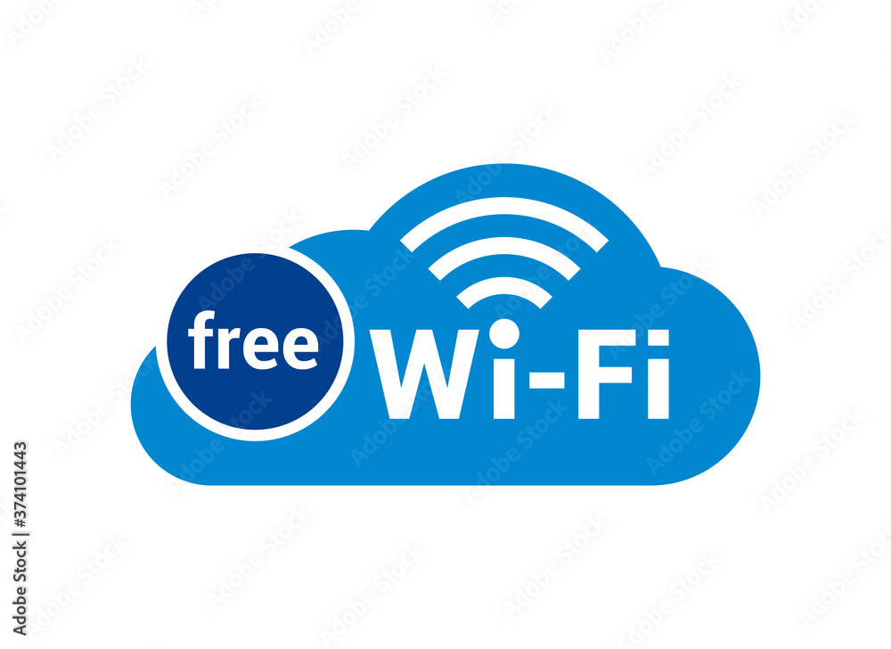 Free Wi-Fi zone sign in cloud form - vector sticker for public places Free Wi-Fi zone sign in cloud form - vector sticker for public places