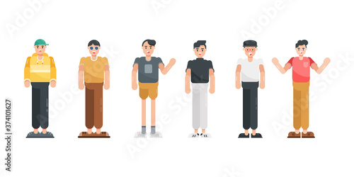 People character in flat design collection. Modern cartoon character in flat style. Vector illustration.