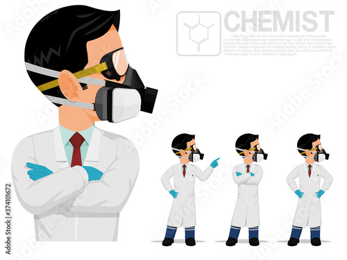 Isolated chemist on white background