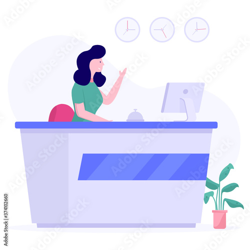 
Front desk for information, reception desk vector 

