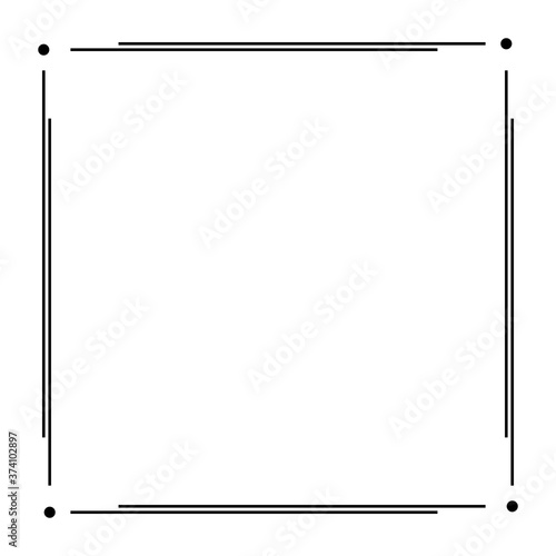 Black Geometric Frame Isolated on White - Geometrical Art Deco Style Template for Invitation Cards, Flyers - Line-Art Vector Design