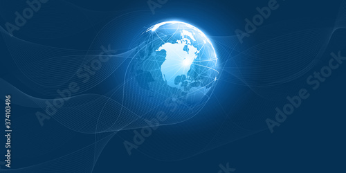 Abstract Blue Futuristic Modern Style Cloud Computing, Networks Structure, Telecommunications Concept Design, Network Connections with Transparent Wavy Mesh - Vector Illustration